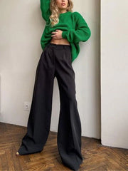 Outfits Trends New Spring Summer Women'S Casual Straight Classic Green Black Rose Red High Waist Pants Korean Wide Leg Trousers For Women