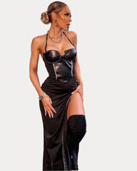 Sexy Wrap Chest Hanging Neck Dress