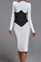 High-Neck Bandage Slim Fit Hip Dress
