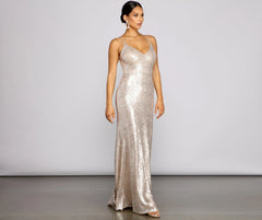 Elena Sequin Stylish Open-Back Formal Dress