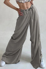 Satin Drawstring Low-Waisted Long Pants