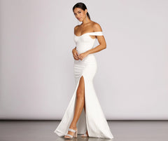 Theia Crepe Stylish Side Slit Gown