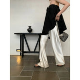 Satin Wide Leg Pants Long Floor Casual Pants Women'S Summer