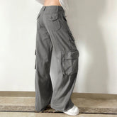 Fashion Women'S Jeans Y2K High Street Waist Denim Trousers Drawstring Waist Flap Pocket Baggy Jeans Loose Women'S Classic Pants