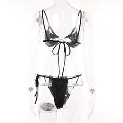 Cross Front Solid Hollow Out Self Tie Backless Cami Pant Set