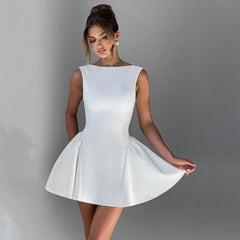 Elegant Simple Tight Waist Backless Dress