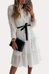 Midi White Dress With Polka Dots