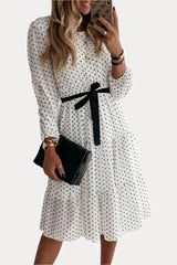Midi White Dress With Polka Dots