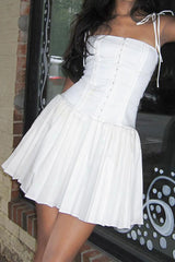 Tie-Straps Corset Pleated Cami Dress