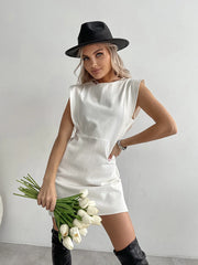 Cotton White Sleeveless Simple Dress