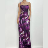Tie Dye Square Neck Contrast Backless Cami Maxi Dress