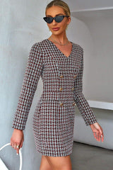 Double-Breasted Slim Waist Short Dress