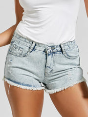 Pretty Destroyed Frayed Hem Denim Mini Shorts