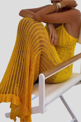 Hollow Stitching Knitted Suspender Dress