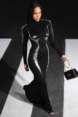 3D Body Printing High-Neck Casual Dress
