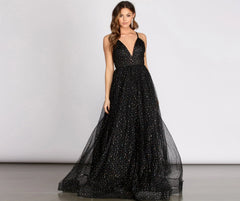 Vanessa V Stylish Neck Tulle Gown