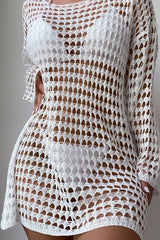 Bikini Cover-Up Mesh Hollow Knitted Dress