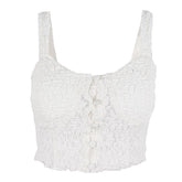 Solid Button Round Neck Smocked Textured Cami Top