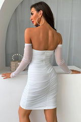 Mesh Off-The-Shoulder Short Skirt Dress