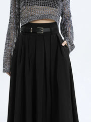 Women'S A-Line Pleated Skirt With Wide Hem