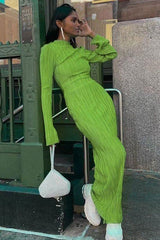 Round Neck Long-Sleeved Slim Dress