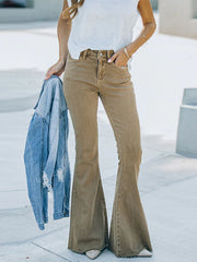 Women'S Jeans High Waist Mopping Vintage Flared Trousers