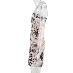 Flowers Pattern Off Shoulder Backless Contrast Tube Dress