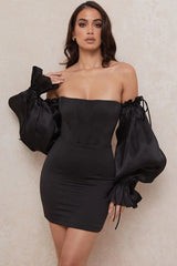 Off-Shoulder Lantern Sleeve Dress