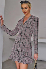 Waist Slimming Long-Sleeved Suit Dress