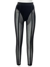 New Sexy See-Through Black High Waist Long Trousers Casual Sweatpants Women Autumn Elastic Pencil Pants Mesh Leggings