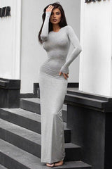 Long Sleeve Slim Fishtail Maxi Dress