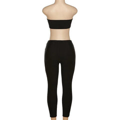 Contrast Tube Top Backless Sleeveless Leggings Pant Set