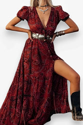 Short-Sleeved Maxi Boho Dress