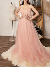 Feather Sequin Panel Mesh Dress