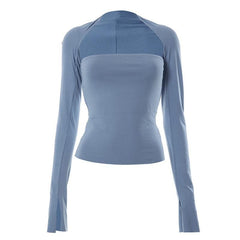 Solid Long Sleeve Shrug Slit 2 Piece Tube Top
