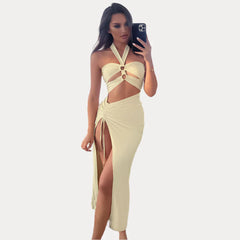 Halterneck Lace-Up Dress
