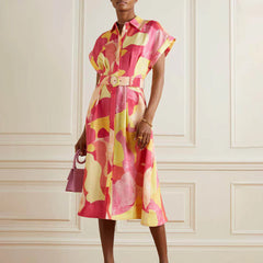 Floral Print Short Sleeve Bohemian Dress