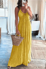Summeer Backless U Neck Suspender Long Dress