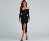 Kristy Off-The-Shoulder Stylish Formal Midi Dress