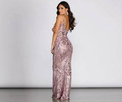 Maeve Sequined Stylish V Mesh Gown