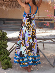 Printed Suspender Stylish Maxi Dress