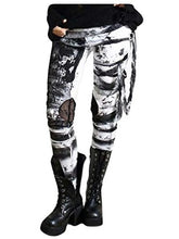 Women'S Cool Ultra Gathered Pants Halloween Gothic Rocker Distressed Punk Tie Leggings Gray Black Red S M L Xl Xxl