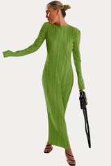 Round Neck Long-Sleeved Slim Dress