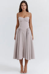 Edith Spaghetti Strap A-Line Loose Midi Dress