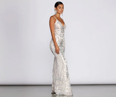 Ginger Sequin Stylish Mesh Strappy Gown