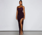 Inez Formal High Charming Slit Ruched Dress