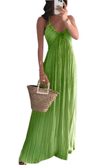Summeer Backless U Neck Suspender Long Dress