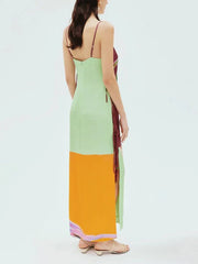 Exquisite Art Graffiti Charming Side Lace-Up Midi Dress