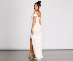 Marzia Scroll Sequin Charming Mesh Mermaid Dress