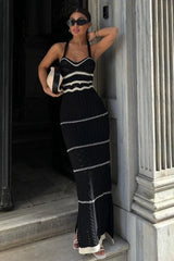 Knitted Contrast Bohemian Sling Dress
